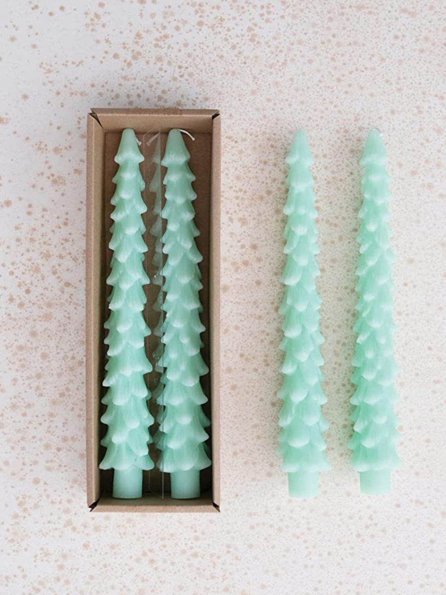 Creative Co-Op Unscented Tree Taper Candles - Set Of 2, Textured Khaki, 4.75" Tall, 3 Hour Burn - View #9
